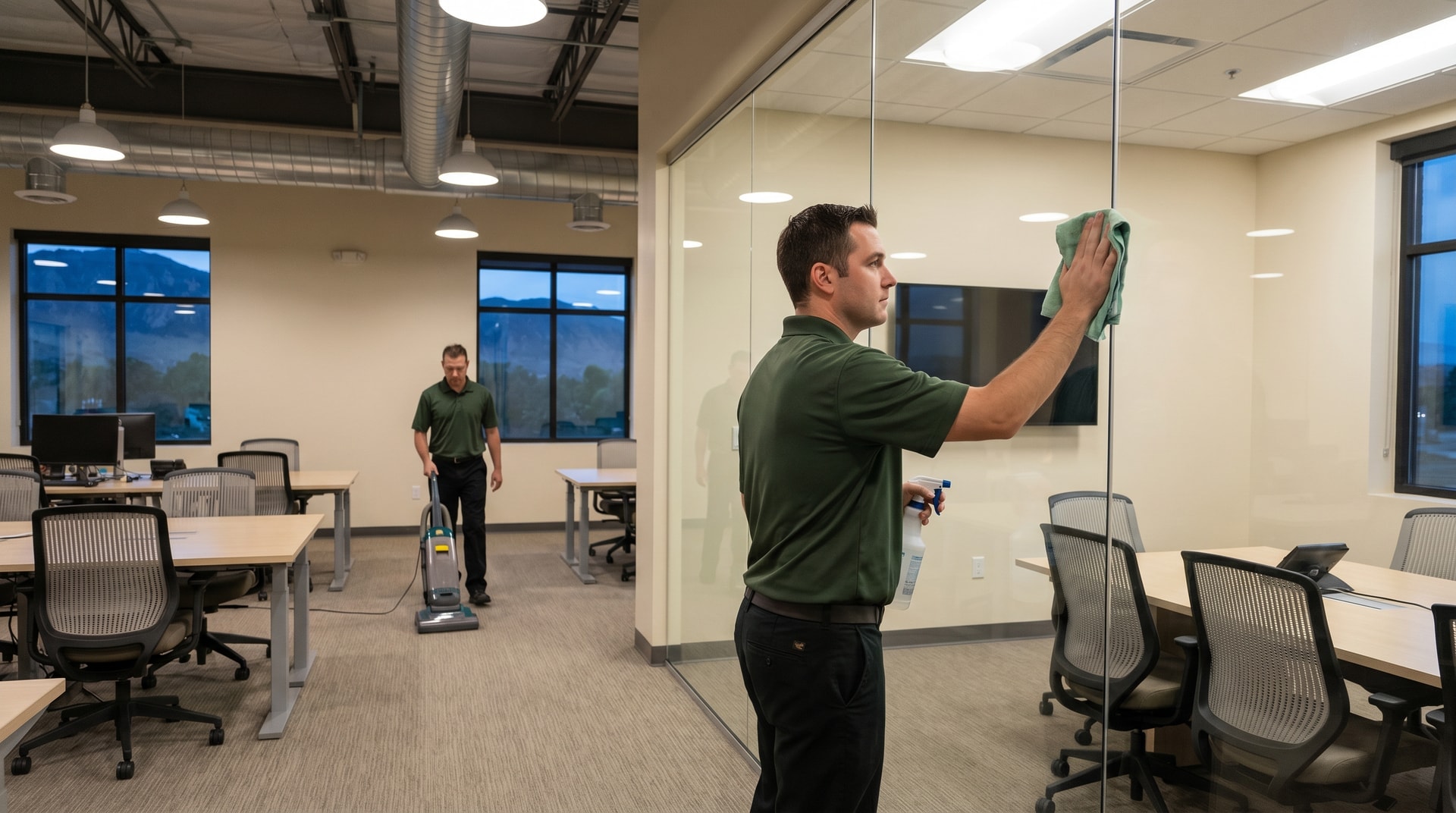 Pristine Cleaning Solutions team cleaning a tech office in Boulder, Colorado